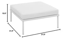 Contemporary Modern Outdoor Patio Balcony Garden Lounge Side Chair Ottoman White Fabric Aluminum