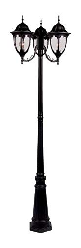 Three Light Matte Black Post Light
