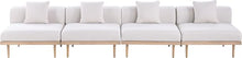 Meridian Furniture 55036Beige-S4A Laguna Collection Modern | Contemporary Outdoor Patio 4Pc. Modular Sofa, Teak Finish Aluminum, Waterproof Olefin Fabric, 142" W x 35.5" D x 28.5" H, Beige
