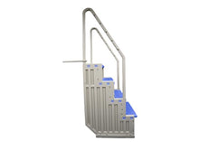 Confer Plastics Step-1X Above Ground Pool Entry System – Dual Handrails, Slip-Resistant Steps, Supports 400 lbs, Easy Installation, Warm Grey with Blue Treads, Made in USA