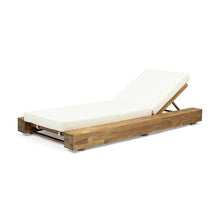 Christopher Knight Home Tory Acacia Wood Chaise Lounge Chair Outdoor Set of 4, Adjustable Backrest Sun Lounger Recliner, Patio Outdoor Chaise Lounge with 4" Thick Water-Resistant Cushions, Teak+Cream