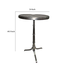 Benzara 41 Inch Plant Stand Table, Round Top, Turned Base, Modern Silver Aluminium