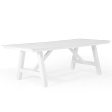 WestinTrends Cape May 90" HDPE Rectangle Outdoor Patio Dining Table with Umbrella Hole and Metal Frame, White