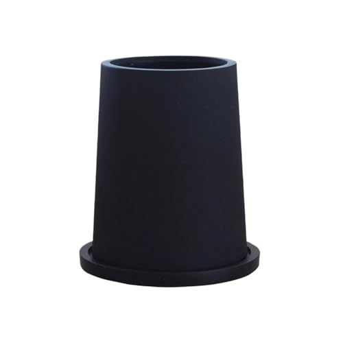 x3anggyt5 Planter Black Floor Standing Flower Pot, Cement and Glass Fibre Plant, with Drainage Hole and Saucers Trays for Room Balcony Garden Office Plants Container Garden(Large)