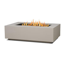 Real Flame Aegean 50in Rectangle Propane or Natural Gas Fire Pit Table, 50,000 BTU, Powder-Coated Steel, Push-Button Ignition, Lava Rock, Storage Cover, Stainless Steel Burner with Lid - Light Sand