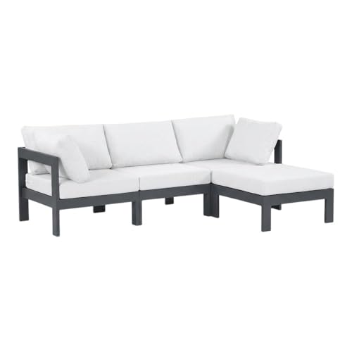 Outdoor Escape White Fabric Outdoor Patio Modular Sectional, Weather-Resistant Upholstery, Comfortable Seating, Stylish Design