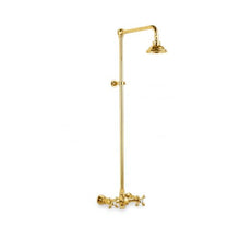 Outdoor Exposed Shower System 36"Wall Mounted Set with 12"Shower Head and Cross Handels in Supercoat Brass