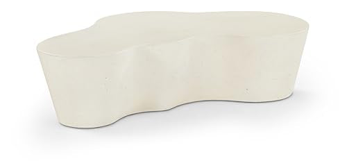 Meridian Furniture 99033Cream-CT Monza Collection Art Deco Indoor/Outdoor Coffee Table with Light Beige Finish, 59.5" W x 36.25" D x 14.5" H, Cream