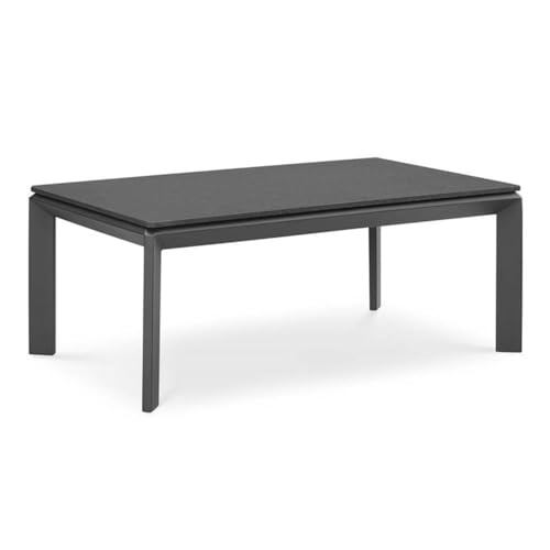 Afuera Living Modern Aluminum Outdoor Coffee Table, 39" W x 23" D x 15.5" H, Powder-Coated Gray Finish, Scratch-Resistant Cement Top, All-Weather UV Resistant Patio, Porch, Deck, or Balcony Table