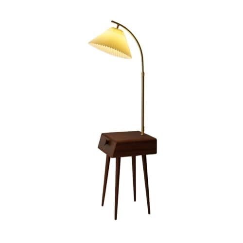 LUYOUBOZHU Floor Lamp Modern Floor lamp with Drawer Storage Rack, Retro high-Leg lamp, Suitable for Living Rooms, bedrooms, and Offices(Walnut)
