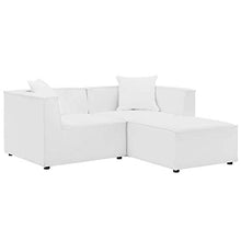 Modway EEI-4378-WHI Saybrook Patio Upholstered Loveseat and Ottoman Set in White