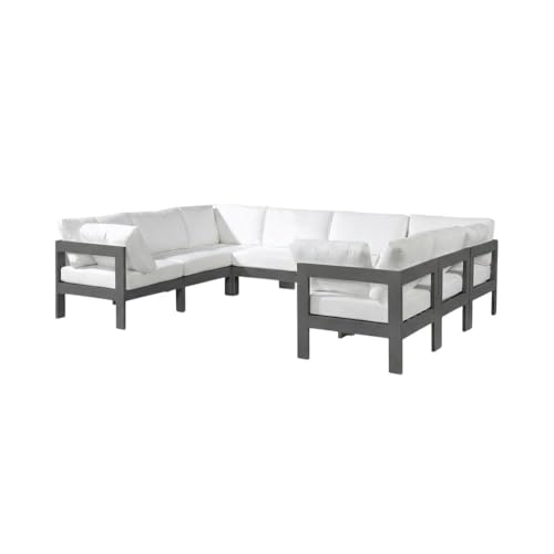 Outdoor Escape White Fabric Outdoor Patio Modular Sectional, Cushioned, Weather-Resistant, Contemporary Style, Versatile Outdoor Furniture Set