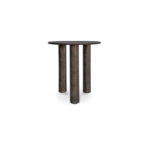 NADAAL STUDIOS Jossan Outdoor Side Table, Round Top, Cast Aluminum with Blackened Bronze Finish, Deep Bronze