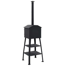 Outdoor Charcoal Pizza Oven with 2 Fireclay Stones, Portable Garden Wood Fired Pizza Maker for Bread, Cakes, and Pies, Heavy Duty Steel Construction with Thermometer, Black