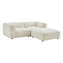 Modway Auren Lattice Bouclé 3 Piece Sectional with Ottoman in Cream