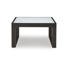 Signature Design by Ashley Beachloft Casual Glass Tabletop Outdoor Coffee Table with Sled Base, Gray & Black
