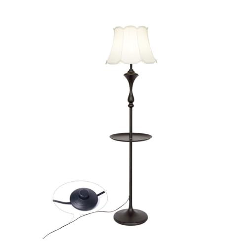 LUYOUBOZHU Floor Lamp Modern LED Floor Lamp with Side Table for Bedroom, Living Room, Office(White)