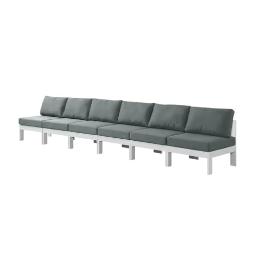 Outdoor Escape Gray Fabric Patio Modular Sofa, Contemporary Style, Comfortable Seating, Durable Frame, Weather-Resistant Upholstery