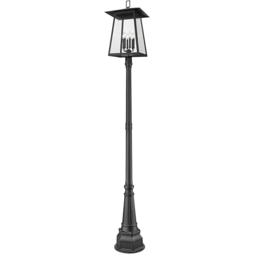 Z-Lite Rainer 6 Light 114" Tall Post Light Black