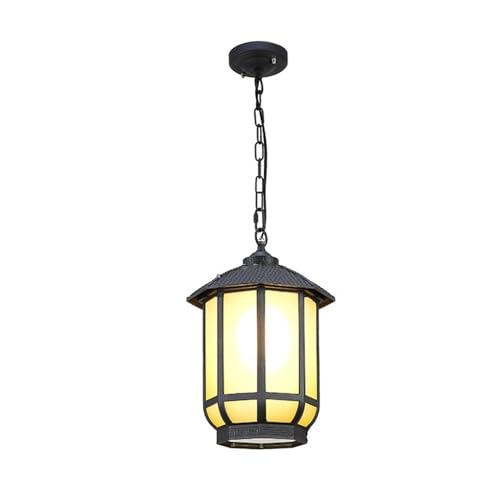Wall Lighting Fixtures Outdoor Waterproof Chandelier Vintage Glass Garden Pendant Light Ceiling Hanging Fixtures Lighting for Patio Aisle Corridor Gate Entrance Gazebo Entrance Porch(Black,Wiring Mode