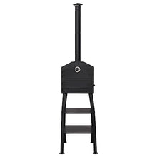 Outdoor Charcoal Pizza Oven with 2 Fireclay Stones, Portable Steel Wood Fired Grill for Backyard Pizza, Bread, and Cakes, Black