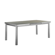 Benzara Kylo 90 Inch Extendable Dining Table, Smooth Gray Aluminum Frame, Outdoor