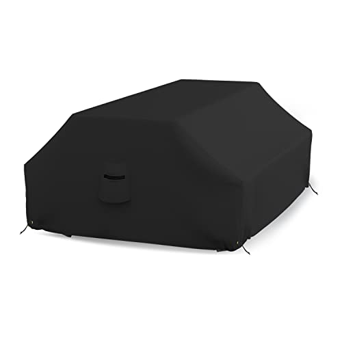 Covers & all Picnic Table Cover, 18 Oz Heavy Duty Waterproof UV & Weather Resistant Protector Outdoor Patio Bench Outside Furniture Cover with Air Vents & Drawstrings (98”L x 63”W x 37”H, Black)