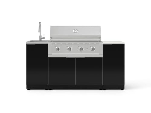 NewAge Products Classic Series 5PC Aluminum Black Modular Outdoor Kitchen Grill Island with 40" Performance Grill NG - 24"D x 72"W x 57.15"H