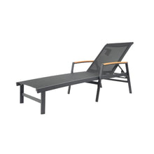 Hassyee All Weather Outdoor Chaise Lounge w/Aluminum Frame for Poolside, Sunbathing Lounger w/Mesh Seating for Balcony, Patio Reclining Sunbed w/Adjustable Backrest for Porch (Black-Set of 1)