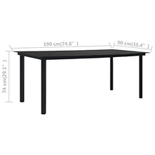 KTHLBRH Patio Table Outdoor Tables for Patio Living Room Tables Patio Dining Table Black 74.8"x35.4"x29.1" Steel and Glass