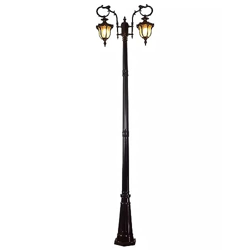 DOSSAE Lamp Posts Outdoor Lighting,Decorative Floor Lamp Vintage,Black Pole Lights for Outside Aluminum Anti-Rust,with Clear Glass Panels - Black,Outside Lighting for Driveway. (Color : Black)