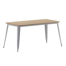 Flash Furniture 30" x 60" Outdoor Dining Table, Brown/Silver