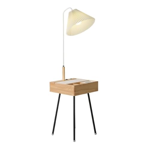 LUYOUBOZHU Floor Lamp Space-Saving Floor Lamp with Side Table & Drawer for Bedroom/Living Room(White)