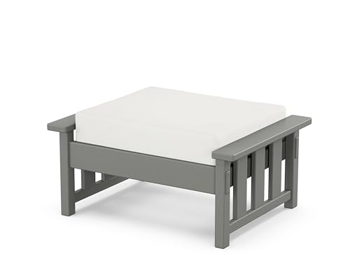 Martha Stewart by POLYWOOD® Acadia Deep Seating Ottoman in Slate Grey/Natural Linen