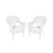 Jeco Wicker Patio Chairs - Set of 2 Outdoor Resin Wicker Chairs White