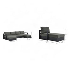 Outdoor Escape Powder-Coated Aluminum Sectional Sofa 4 Piece Set, Outdoor Couch Patio Furniture Set for Backyard Deck Seating, Gray Charcoal