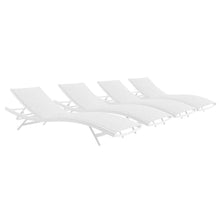Pemberly Row Mesh Aluminum Patio Chaise Lounge Set of 4 White