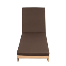 Merax 4-Piece Outdoor Acacia Wood Chaise Lounge, Teak Frame&Coffee Cushion