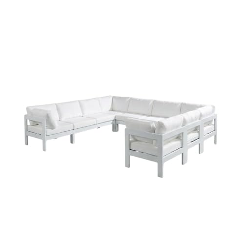 Outdoor Escape White Fabric Outdoor Patio Modular Sectional for Contemporary Style, Cushioned, Weather-Resistant, 120W X 120D Inches