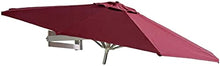 RWGOVLU Outdoor Patio Umbrellas Outdoor Round Wall Mounted Parasol, Patio Garden Balcony Yard Umbrella, Tilting Sunshade Wall Umbrella with Aluminium Frame, 7.2ft/2.2m, Wine Red
