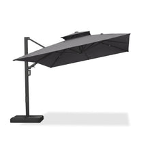 OROTLECT 120'' x 156'' Rectangular Large Cantilever Outdoor Aluminum Offset Beige Umbrella with Base and 360-degree Rotation