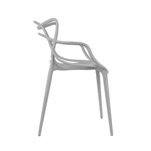 2xhome Modern Dining Chair | Stackable Indoor or Outdoor Entangled Side Chair | Weather Resistant Plastic for Kitchen, Patio, Restaurant, Yard, Porch, Balcony (Set of 6, Gray)