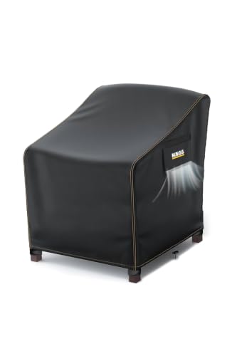 Outdoor Patio Chair Cover, Single Seat water-resistant Heavy Duty 420D Oxford Fabric, UV Stabilized, Windproof with Straps and Drawstring, Fits Most Single Chairs, 30x30x35 inches, Black