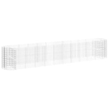 Gabion Raised Bed Galvanized Iron 236.2"x39.4"x39.4" with Self-Watering Ceramic Flower Pots in White and Black