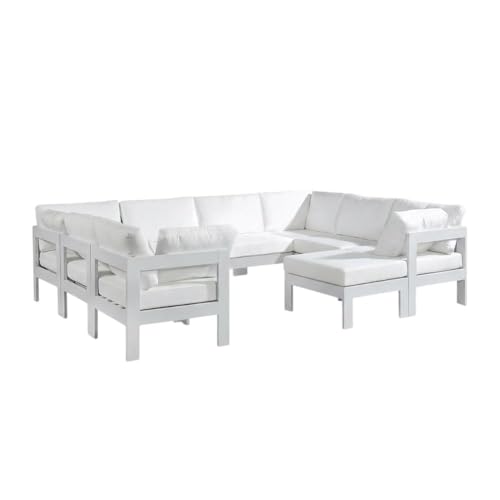 Outdoor Escape White Fabric Outdoor Patio Modular Sectional with Contemporary Style, Comfortable Seating, Durable Frame, Ideal for Garden, Porch, Or Deck