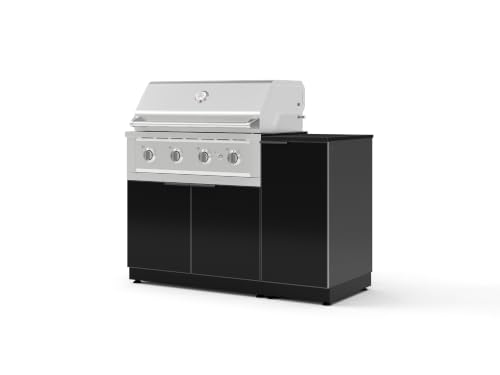 NewAge Products Classic Series 4PC Aluminum Black Modular Outdoor Kitchen Grill Island with 36" Performance Grill NG - 24"D x 52"W x 47.5"H