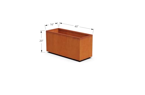 Plantercraft Corten Steel Planter Rectangle Natural 40"x16"x20