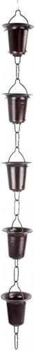 GVBNOTT Drainage Chain,Rain Cups Replace Gutter Downspout,Rain Chimes,Garden Rain Chain Bell Decorative for Home Garden，2.4m/8ft
