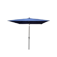Square 2.5X2.5M Outdoor Patio Umbrella Solar Powered LED Lighted Sun Shade Market Waterproof 8 Ribswith Crank and Cross Base for Garden Deck Backyard Outside Swimming Pool
