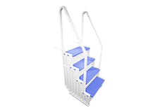 Confer Plastics Step-1X: Sturdy Above Ground Entry System with Dual Handrails and Slip-Resistant Steps, Easy Installation, Supports up to 400 lbs - Proudly Made in USA. White with Blue Treads